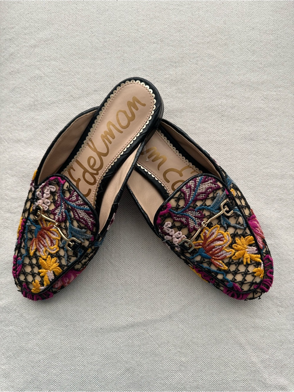 Sam Edelman Embroidered Floral Slip-On Mules size 7